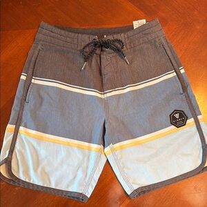 VISSLA Blue and Yellow Board Shorts Classic Surf Style